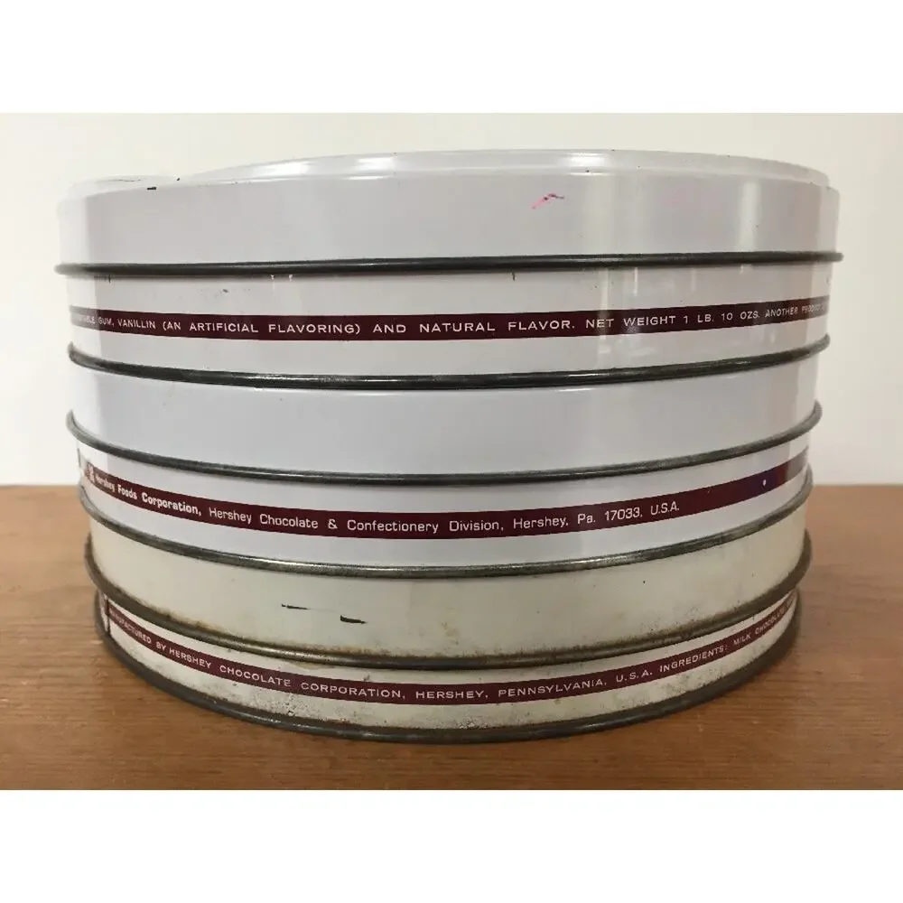 Set 3 Vtg 70s USA Hersheys Chocolate 26 oz Typographic Round Cookie Tins 8